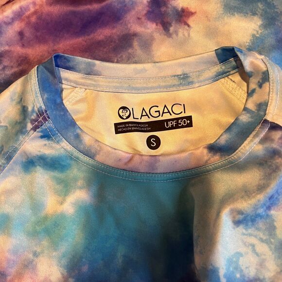 Long Beach Island NJ tie dye blue purple long sleeve tee UPF 50 tee Sm - Picture 6 of 7